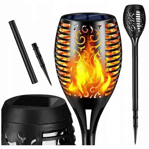 Solární Zahradní Lampa Led zapichovací pochodeň do zahrady Plamenová lampa x12