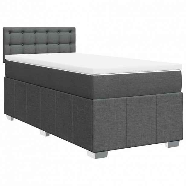 vidaXL Box spring postel s matrací tmavě šedá 90x190 cm textil