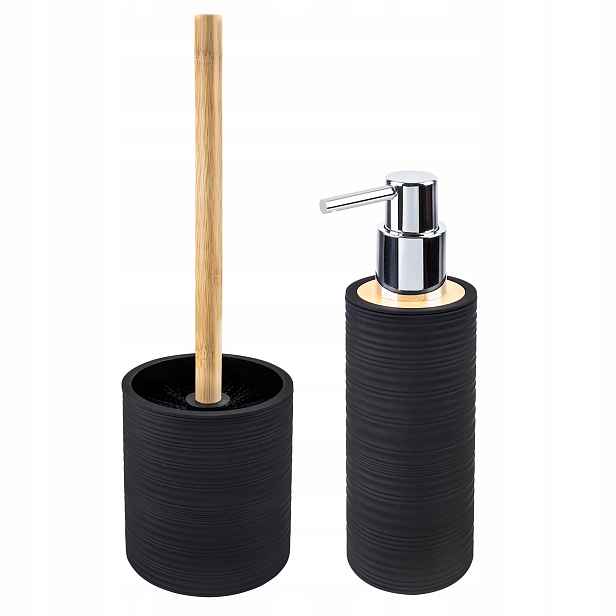 Elegantní koupelnový set z Abs a bambusu, lehký, černý, do koupelny
