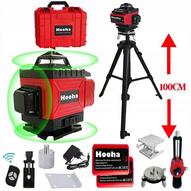 4D Laserová VOD<bos>ová váha, 16 linií 360° rovina stativ, 2x baterie