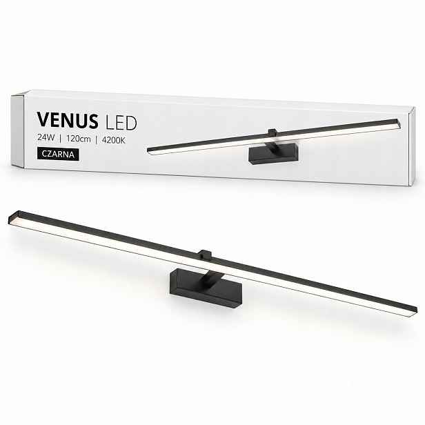 Lampa Venus Led 24W 120 cm černá, osvětlení vitrínového obchodu 4200K IP44
