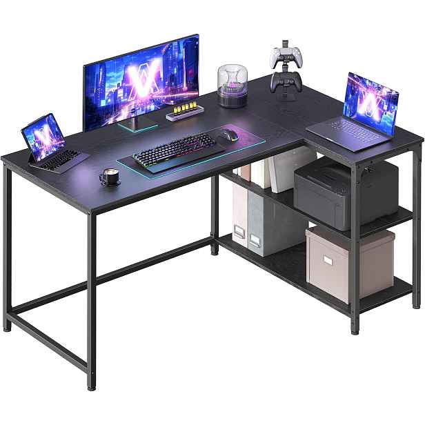 SONGMICS Rohový psací stůl Vasagle Endas 120 cm černý