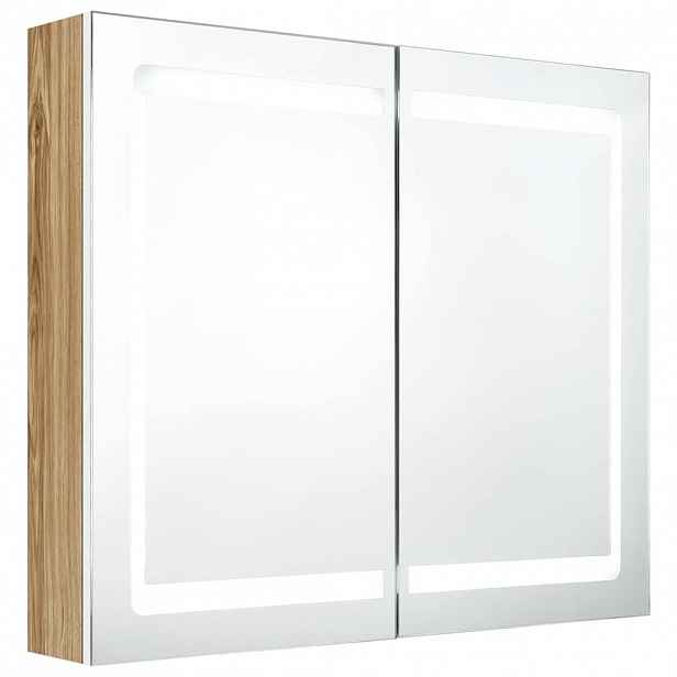 vidaXL LED koupelnová skříňka se zrcadlem bílá a dub 80 x 12 x 68 cm