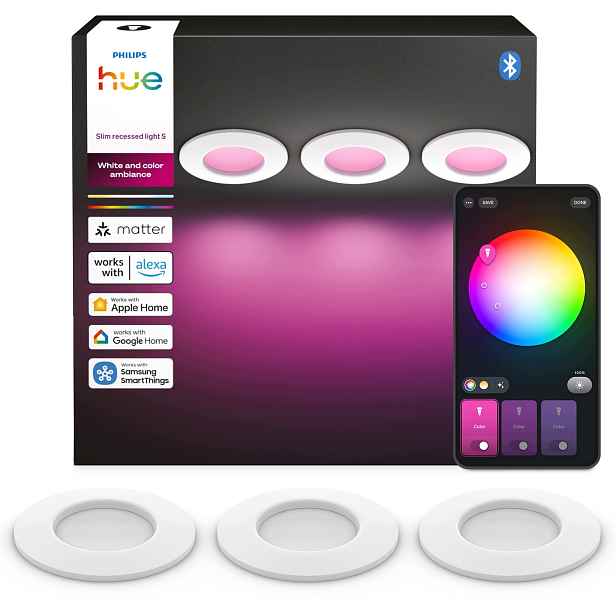 3x Led panel Podomítkové svítidlo IP44 Wca Slim Downlights 90 mm Philips Hue