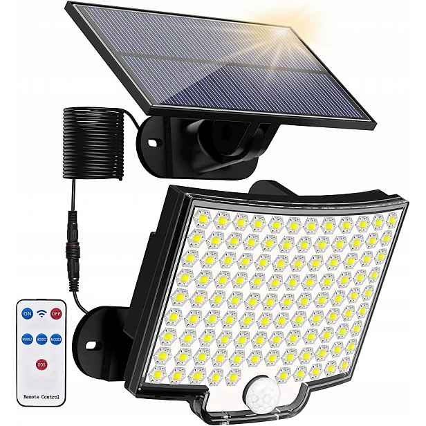 Led Solární Reflektor Hyram Zahradní Nástěnné Svítidlo IP65, Voděodolné