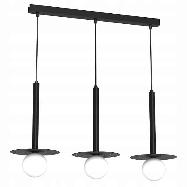 Moderní závěsná lampa, černá, bílé koule nad stůl, ostrov, bar, 3 body Milagro