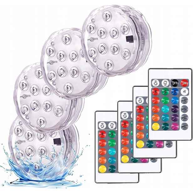 Ponorné Rgb Led světla, dálkový ovladač, pro akvárium a lázně, 10 diod