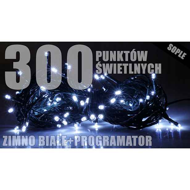 Vánoční osvětlení na stromeček rampouchy venkovní 300 Led studená bílá Lzs-eco-led Rumlux