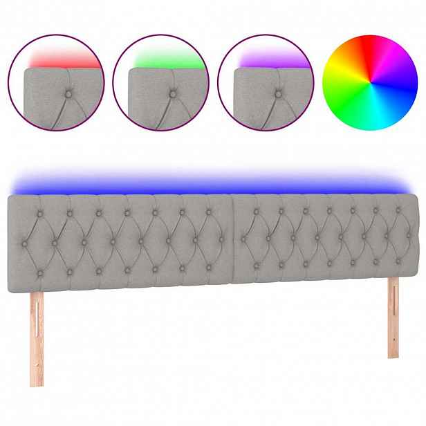 vidaXL Čelo postele s LED světle šedé 180x7x78/88 cm textil