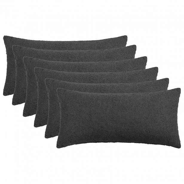 vidaXL Povlak na polštář 6 pcs HEERLEN Tmavě šedá 40 x 80 cm Bouclé