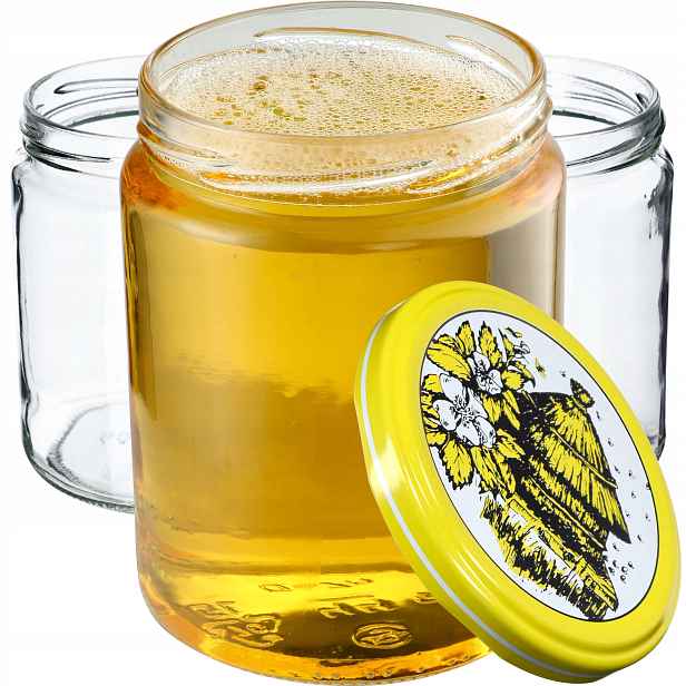 24x Sklenice 540ml Sklenice Na Med Džem Šroubovací Víčko 82mm