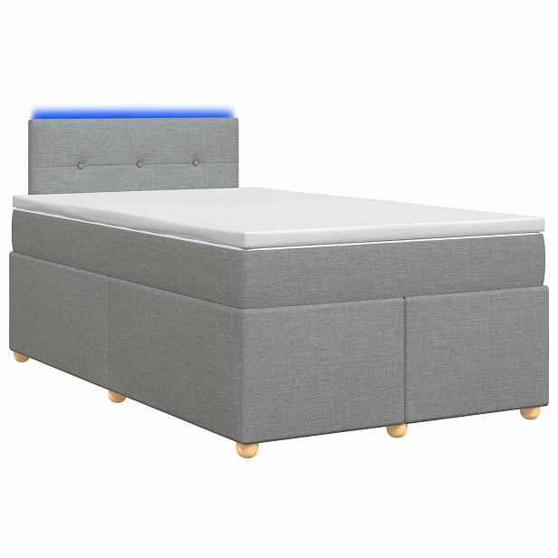 vidaXL Postel boxspring s matrací Světle šedá 120 x 200 cm Textil