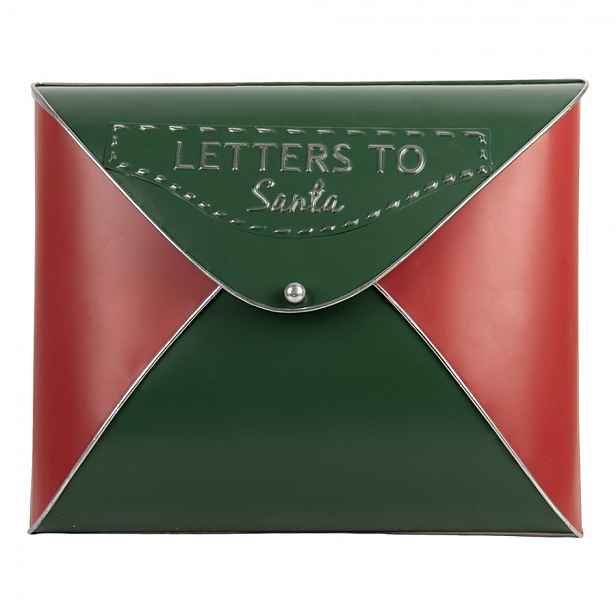 Červeno-zelená dekorace vánoční schránka Letters to Santa - 33*9*27 cm Clayre & Eef