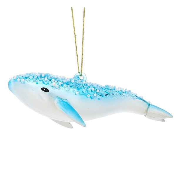 Skleněná ručně vyrobená vánoční ozdoba 16 cm Glitter Humpback Whale – Sass & Belle