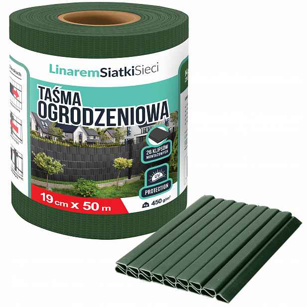 Stínící Panelové Pásy 19 cm x 50 m Uv Ochrana Na Panelové Ploty Zelená