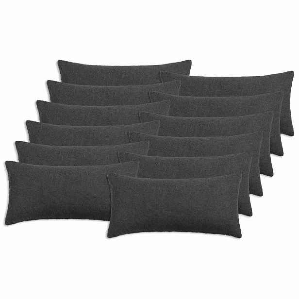 vidaXL Povlak na polštář 12 pcs HEERLEN Tmavě šedá 40 x 80 cm Bouclé