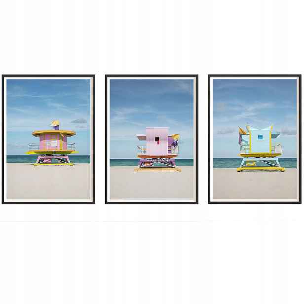 Obrazy Věže záchranářů Miami Plakáty Rámečky dřevěné černé 3ks 30x42 cm