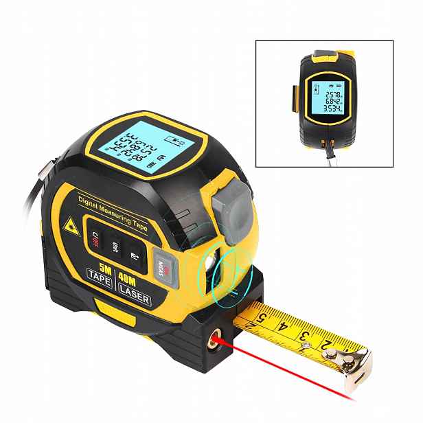 Metr svinovací 500 cm Digitální laserový dálkoměr 40 m Vodováha 3v1