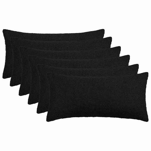 vidaXL Povlak na polštář 6 pcs HEERLEN Černá 40 x 80 cm Bouclé