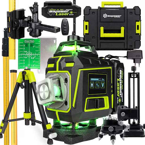Křížový Laser Laserová Vodováha 360 Rovinný Laser Zelený Stativ