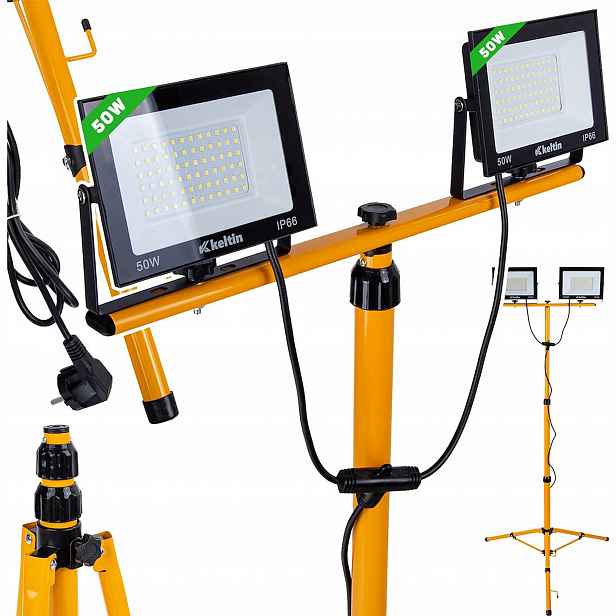 Led reflektor 2×50W 6500K s teleskopickým stativem Keltin K02053
