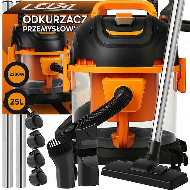 Průmyslový Bezsáčkový Vysavač 2200 W Na Sádru, Prach A Vodu 4v1 Nádrž 25 L