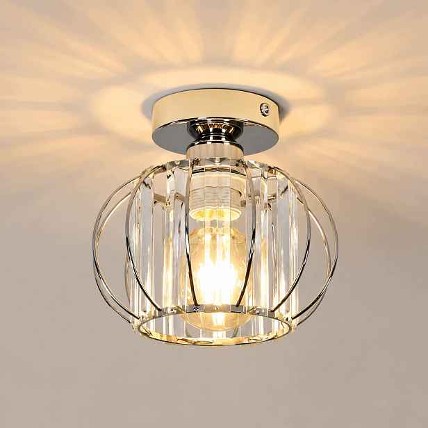 Stropní lampa chromovaná závěsná E27 křišťálová moderní do obývacího pokoje, ložnice
