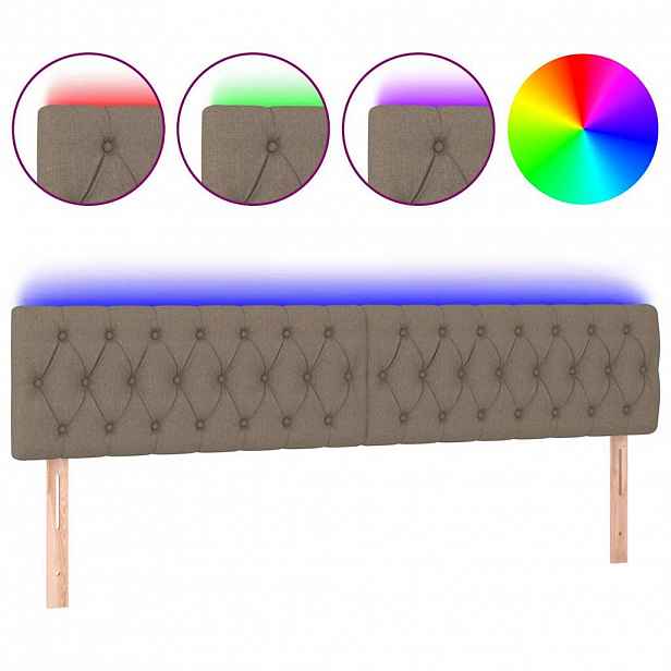 vidaXL Čelo postele s LED taupe 180 x 7 x 78/88 cm textil