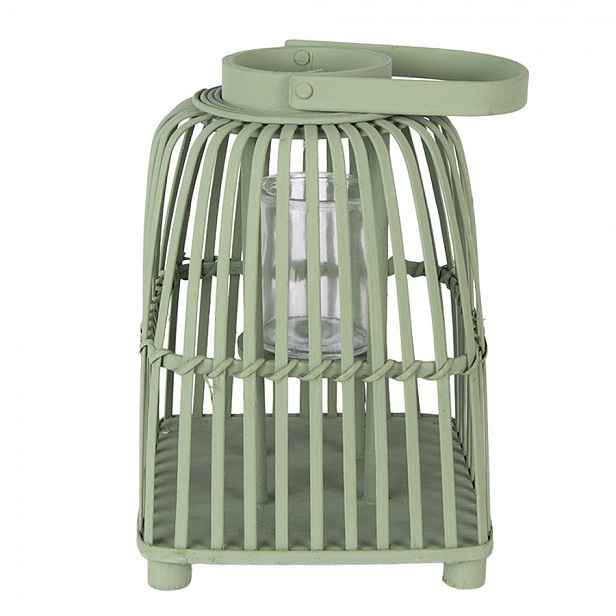 Zelená ratanová lucerna Simmy M - 21*21*30 cm Clayre & Eef