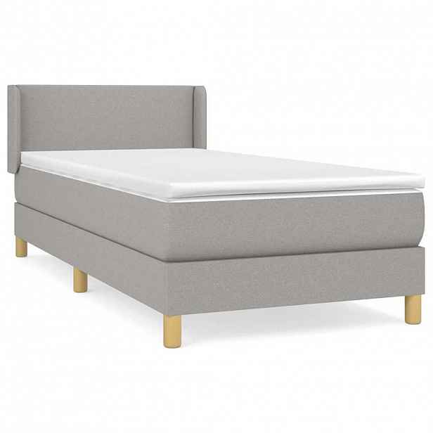 vidaXL Box spring postel s matrací světle šedá 90x190 cm textil
