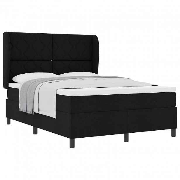 vidaXL Postel s boxspringem s čelo Černá 140 x 200 cm textil