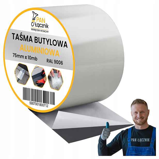 Butylová páska Dekarska hliníková 75 mm 10 m Stříbrná RAL9006 Střešní
