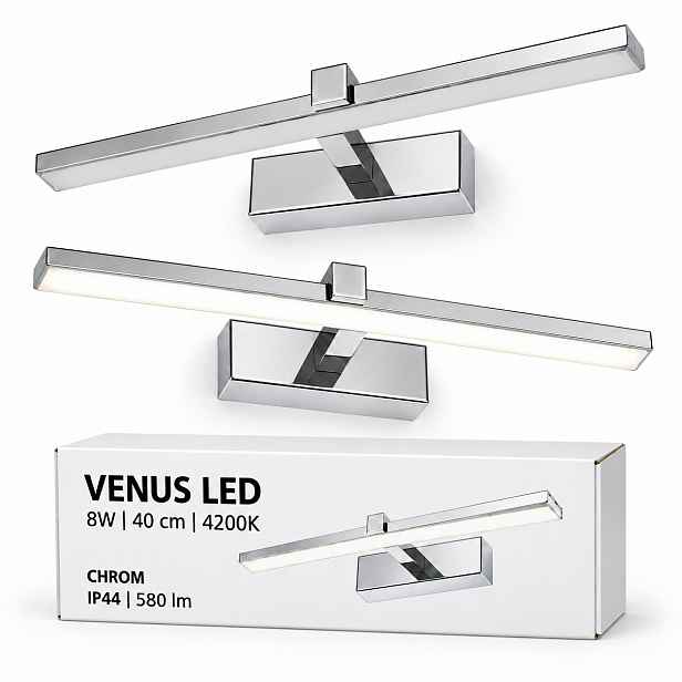 Lampa nad obraz Venus Led 8W 40 cm chrom nástěnné svítidlo 4200K IP44 580lm