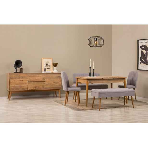 Set s rozkládacím stolem, židlemi a konzolou (6 kusů) Vina Bench 04 0701 - Atlantic Pine, Grey