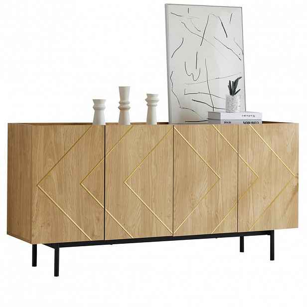 STILVORA KUCHYŇSKÁ SKŘÍŇ v přírodní barvě se 4 dveřmi do obýváku a předsíně 160x40x78 cm