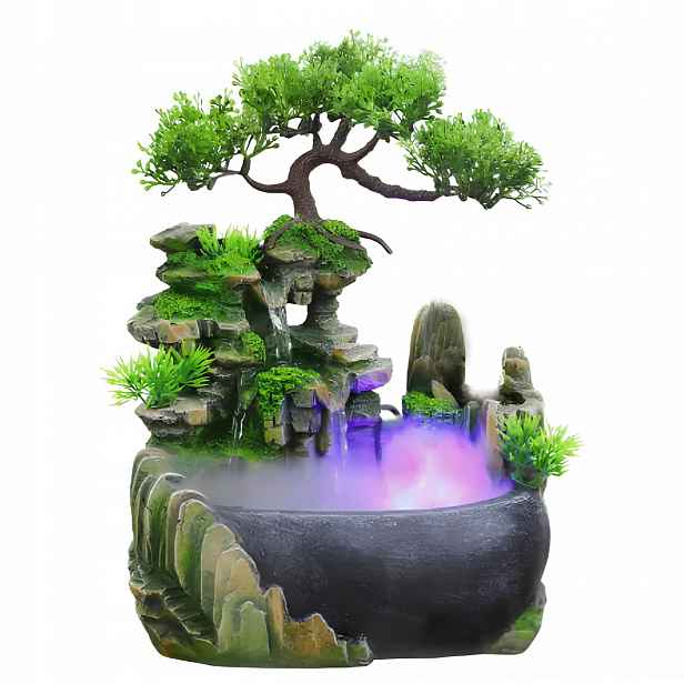 Stolový vodopád Bonsai Feng Shui Resteq s osvětlením a mlhou