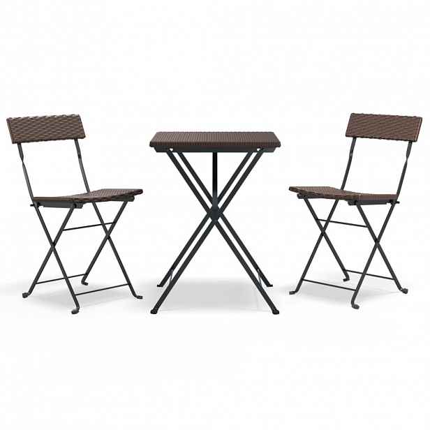 vidaXL 3dílný skládací bistro set hnědý polyratan