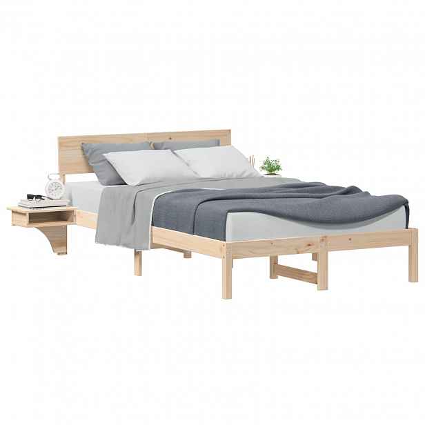 vidaXL Rám postele s čelo Hnědá 140 x 190 cm Masivní borové dřevo