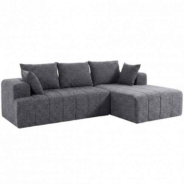 HOMCOM ROHOVÁ pohovka v šedé barvě žinylkového potahu (100% polyester)
