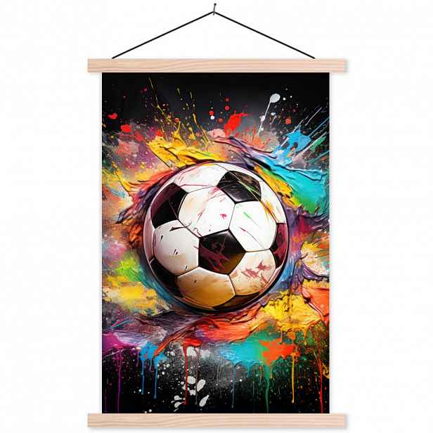MuchoWow PLAKÁT S MAGNETICKOU LIŠTOU Fotbal - barva - barvy - černá - bílá 40x60 cm