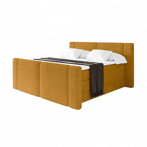 ALTDECOR POSTEL boxspring s matracemi H3/H4 - EVON KING Zanozek - 180x200 cm Hořčicově žlutá