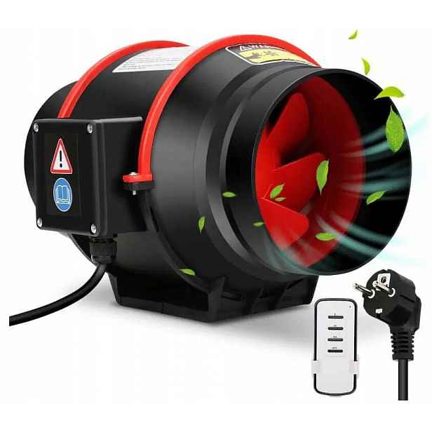 Kanálový Ventilátor 100 MM Odtahový, Dvourychlostní, Tichý, 2 Pólový, 40 W, Dálkové Ovládání