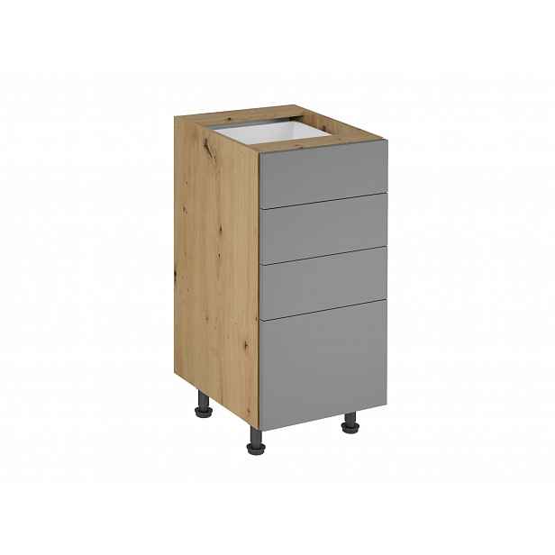 Kuchyňská skříňka se šuplíky VALEN 1 - šířka 40 cm, dub artisan / šedobéžová