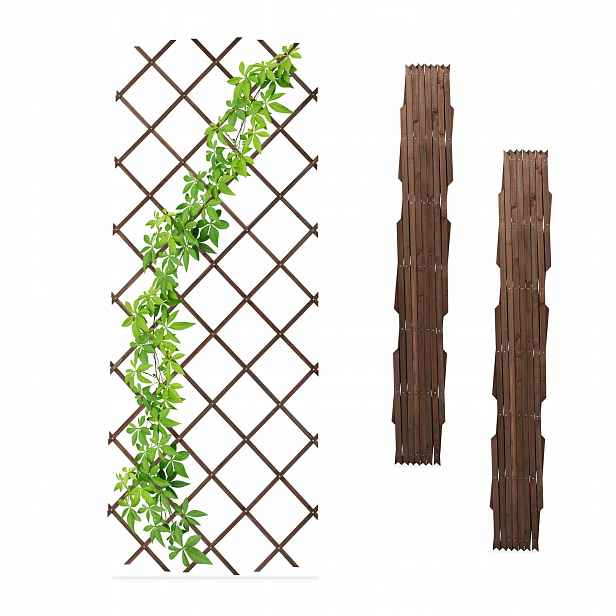 Mřížka na popínavé rostliny 3 Ks – Roztahovatelná 180×90 CM Jedlové Dřevo Hnědá