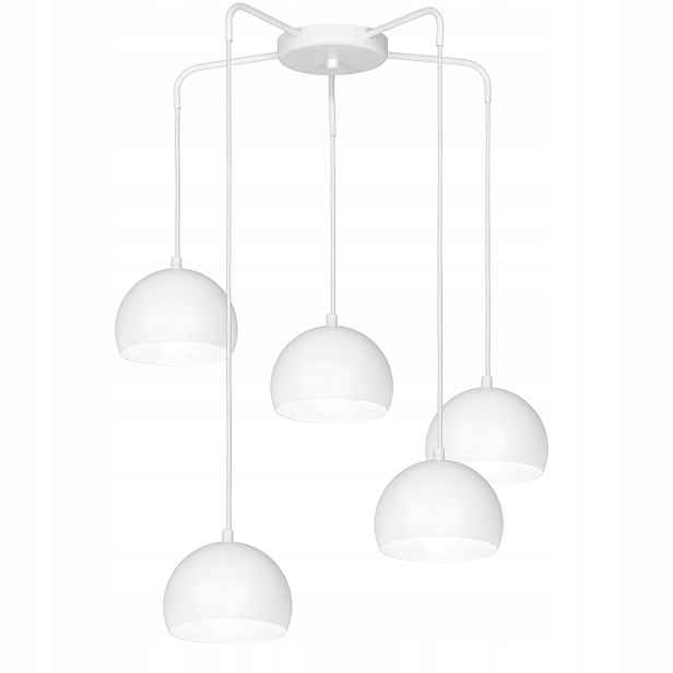 Závěsná lampa bílá, minimalistické kuličky nad ostrovní stůl 5 bodů Luminex