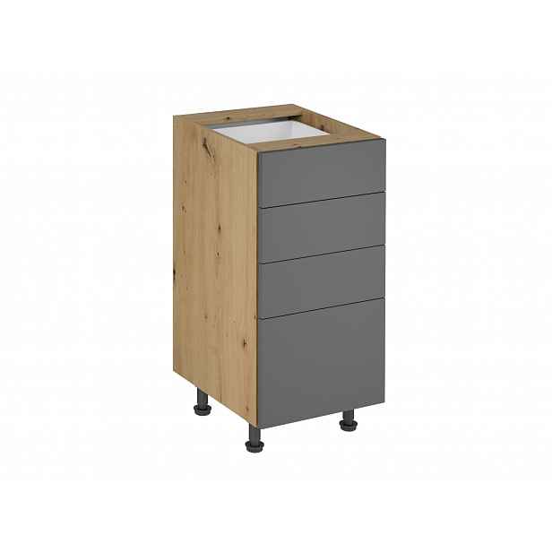 Kuchyňská skříňka se šuplíky VALEN 1 - šířka 40 cm, dub artisan / šedá