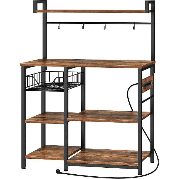 Kuchyňský regál Vasagle Emmi 90 cm se zásuvkami hnědý/černý