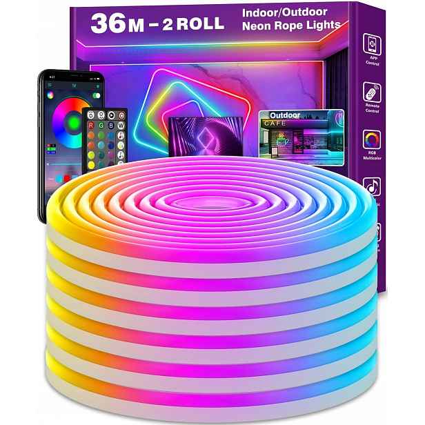 Led pásek, Letianpai, Rgb, na dálkové ovládání, synchronizace s hudbou, 36 m