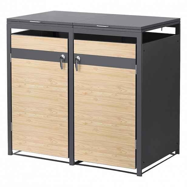 ML-DESIGN KONTEJNEROVÝ BOX na odpadky, 2 kusy, antracit, vzhled dřeva