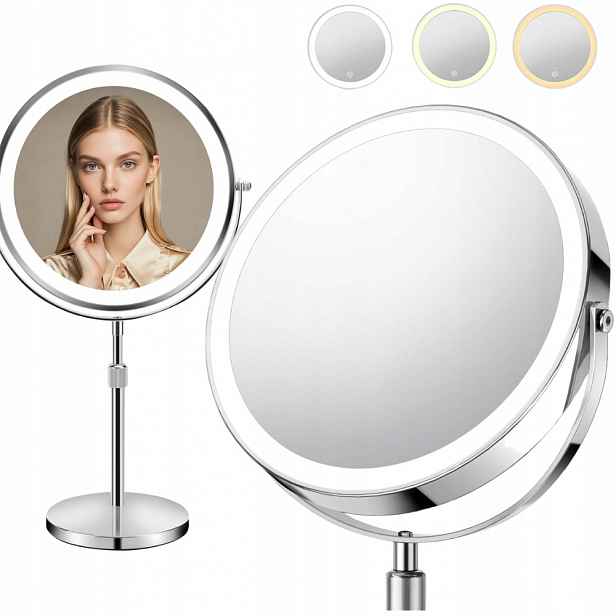 Nástěnné Led kosmetické zrcadlo na make-up, zvětšovací, otočné o 360°